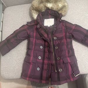 Burberry Children’s eggplant winter coat size 4Y like new condition